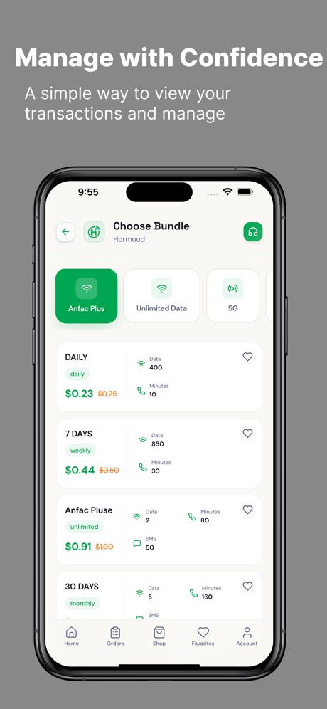 Choosing a Hormuud data bundle in Biti Data